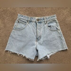 ROLLAS MIRAGE LIGHT BLUE DENIM CUT OFF SHORTS